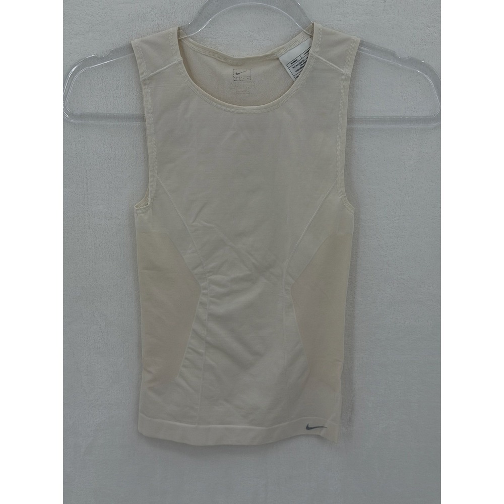 Nike Top Womens Small Cream Compression Tank Fitted Active Workout Fitness Train
